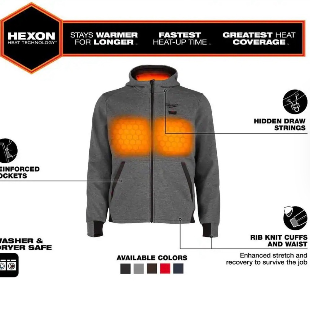 Milwaukee Gray Heated Hoodie for Men - Picture 2 of 4